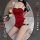 Red velvet sexy cheongsam dress - slit bodycon agent costume for new year & cosplay, featuring a daring design with lace deta...