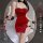 Red velvet sexy cheongsam dress - slit bodycon agent costume for new year & cosplay, featuring elegant design and allure.