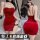 Red velvet sexy cheongsam dress - slit bodycon agent costume for new year & cosplay