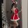 Sexy red velvet lingerie set with bunny ears, perfect for new year party sleepwear or role play costumes for women.