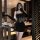 Red velvet sexy new year lingerie dress – sheer lace bodycon with sparkling rhinestones & backless design