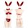 Red new year bunny lingerie set featuring sexy no-remove rabbit girl costume for women, perfect for festive occasions.