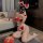 Sexy red bunny-themed lingerie set with fluffy details, perfect for valentines, halloween, and party outfits.
