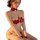 Sexy red bunny-themed lingerie set with festive bow and pom-pom details, perfect for christmas celebrations.