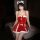 Sexy red new year lingerie set featuring bunny costume with fluffy ears and bow detail, perfect for festive role play outfits...