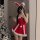 Red new year lingerie set - sexy strap dress, bunny girl costume for christmas role play, festive holiday outfit with bunny e...
