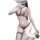 Woman wearing romantic midnight rose lace lingerie set with sheer mesh, floral embroidery, and matching garter stockings.