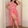 Sexy womens nightgown with rose print, sheer fabric, plus size design featuring thong underlay for a stylish two-piece look.