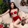 Sexy rudolph-themed lace lingerie set in premium velvet, perfect for christmas and new year role play.