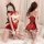 Sexy ruolan christmas lingerie set featuring festive red design with white fur accents, perfect holiday costume outfit for sm...