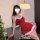 Sexy ruolan velvet cami slip dress with christmas bow for live streaming, perfect for holiday vibes