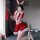 Sexy bunny costume for women - red santa outfit with white fur trim, perfect for live stream & christmas nightclub events, tr...