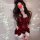 Red sequined velvet christmas costume set featuring festive nightgown with reindeer antlers and heart mask, perfect for holid...
