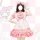 A cute maid dress featuring a large pink bow, ruffled layers, and playful design elements, perfect for lolita fashion enthusi...