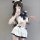 Sailor-style sexy lingerie set - sheer jk uniform costume for women, cute soft girl bedroom outfit with white top, navy bow, ...