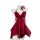 Sakuqiu butterfly lace sleep dress - rich red halter top with sheer mesh back detail and flared skirt design