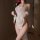 Sheer white sakura passion lingerie set with red bikini, wet-look sleepwear for seductive bedtime allure.