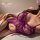 Woman wearing purple lace seductive style lingerie set, featuring delicate straps and floral patterns for intimate moments.