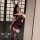 Woman wearing purple lace-trimmed sleepwear set with bunny ears, posing in front of shoji screen — seductive style sleepwea...