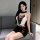 Seductive cross-strap deep v secretary cosplay outfit with tied details and cheeky no-remove uniform set.