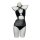 Black sheer mesh halter lingerie set with crisscross straps and cutout design, featuring matching panties for a seductive dev...