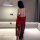 Seductive hanfu lingerie set featuring a red qipao with intricate designs, perfect for bedroom temptation and ethereal fantas...