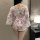 Seductive kimono-style lingerie set featuring delicate floral patterns, elegant off-shoulder design with sheer fabric and a s...