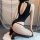 Seductive lace bodysuit featuring open back and crotchless design, perfect for intimate moments with its elegant ice silk tex...