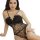Seductive lace bodysuit set featuring sheer open-crotch design, perfect for sensual peekaboo sleepwear.
