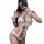 Seductive lace bodysuit for women featuring cute maid design, open-crotch style, sexy sleepwear, and playful lingerie set wit...