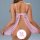Woman wearing pink lace butterfly lingerie with open-crotch design, showcasing back view of seductive push-up tease underwear...