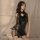 Seductive lace cheongsam sleepwear set featuring open-crotch design, floral embroidery, and elegant halter neck, perfect for ...