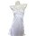 White satin sleep dress with lace trim and bow detail, sheer thin sexy lingerie for date night, no-remove design.