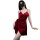 Woman wearing elegant red satin cami dress with side knot detail, perfect for curvy figures.