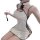 Seductive lace-trimmed cheongsam lingerie set featuring removable bedwear and passionate uniform design for women.