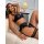 Seductive leather-look bodysuit with black lace stockings, elegant design, perfect for women seeking stylish and sexy lingeri...