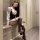 Seductive leather secretary costume set - teacher role play outfit for adults, featuring elegant black stockings and high hee...