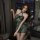 Elegant green patterned halter dress with mesh details, perfect for a luxurious and seductive look. ideal for an erotic under...