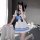 Seductive maid costume lingerie set featuring a charming blue and white dress with cat ears, perfect for couples role play an...