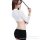 Woman wearing a white cropped top and black mini skirt, holding a riding crop. seductive maid costume lingerie set - modest y...