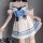 Seductive maid costume lingerie set featuring a charming blue and white dress with ruffles, perfect for couples role play or ...