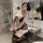 Seductive maid costume set - sexy lace & mesh sleep dress outfit for women, featuring elegant black lace with white accents, ...
