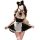 Seductive maid costume featuring black and white dress with bunny ears, perfect for cosplay or adult entertainment.
