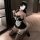 Seductive maid costume featuring a black and white dress with lace details, perfect for adult entertainment. includes stockin...
