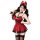 Seductive maid lingerie set featuring a red dress with lace details, black stockings, and a bow headband, perfect for passion...