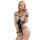 Seductive Open-Crotch Bodysuit with Backless Design, Rhinestone Studs & Mirror-Finish Patent Leather Chains - Product Image