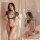 Seductive open-crotch bodysuit for women, ice-silk sexy lingerie set, provocative uniform-inspired sleepwear, pure-themed des...