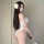Seductive open-crotch lace bodysuit with delicate floral accents, perfect for provocative sleepwear or sexy qqny uniform styl...