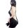 Seductive black open-front backless knit lingerie dress with matching sleepwear set, featuring a provocative design and fluff...