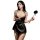 Seductive black bodycon skirt with deep neckline, perfect for curvy women seeking a flirty date night outfit.
